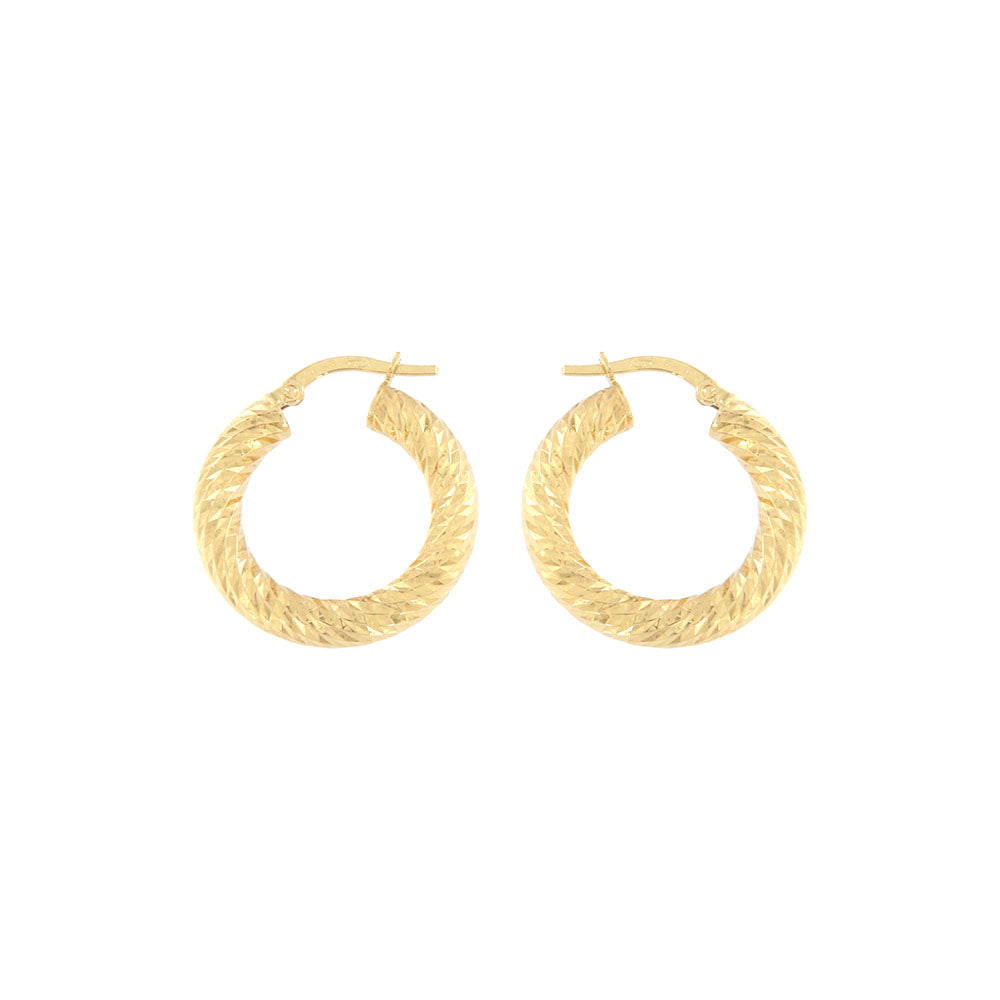 18ct gold Diamond cut twisted hoop earrings