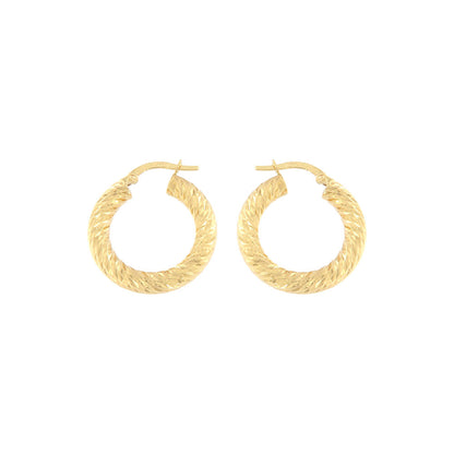 18ct gold Diamond cut twisted hoop earrings