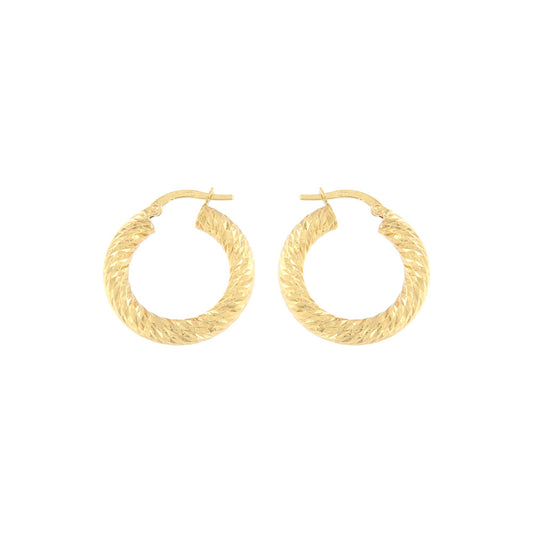 18ct gold Diamond cut twisted hoop earrings