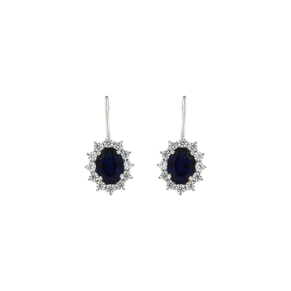 18ct gold White blue stone earrings