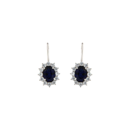 18ct gold White blue stone earrings