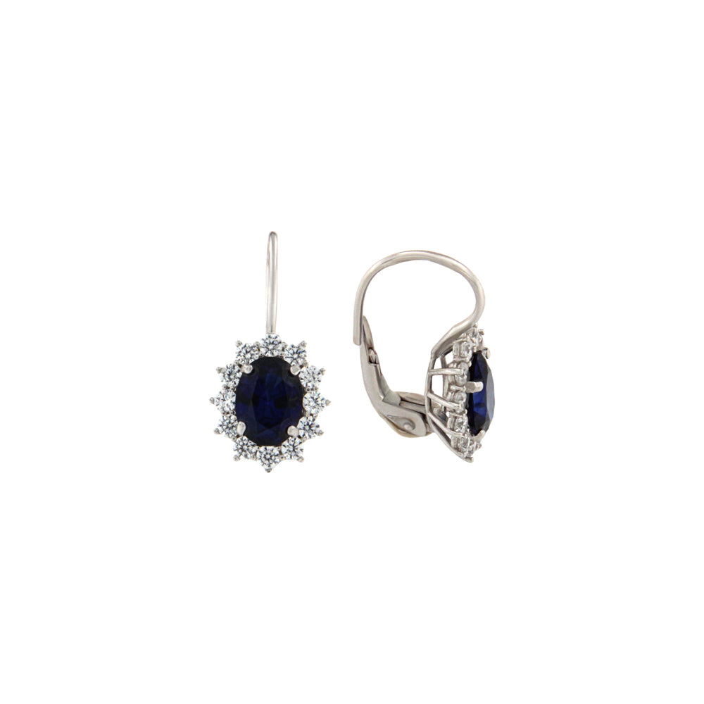 18ct gold White blue stone earrings