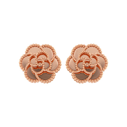 18ct gold Rose gold flower stud earrings