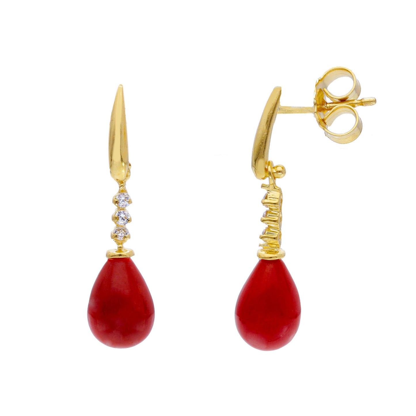 18ct gold Drop red earrings
