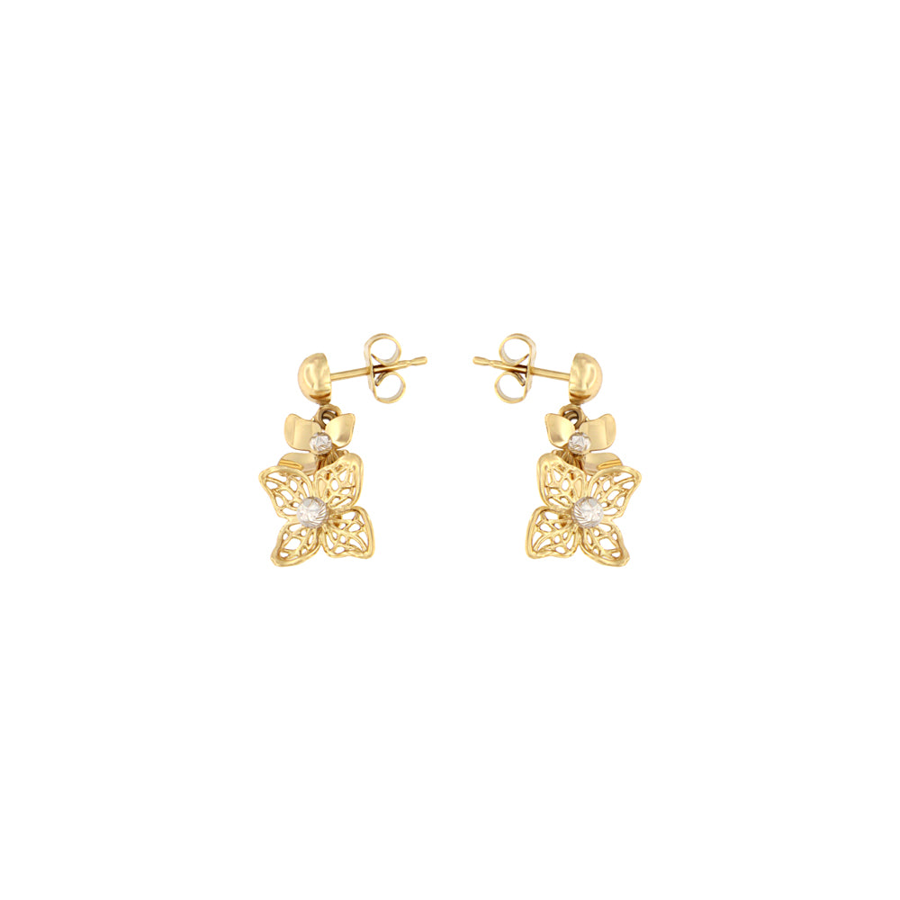 18ct gold Flowers drop earrings