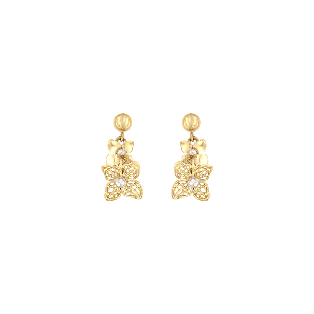 18ct gold Flowers drop earrings