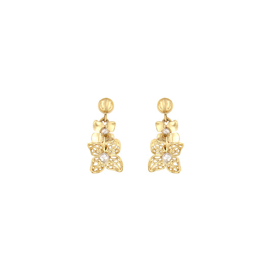 18ct gold Flowers drop earrings