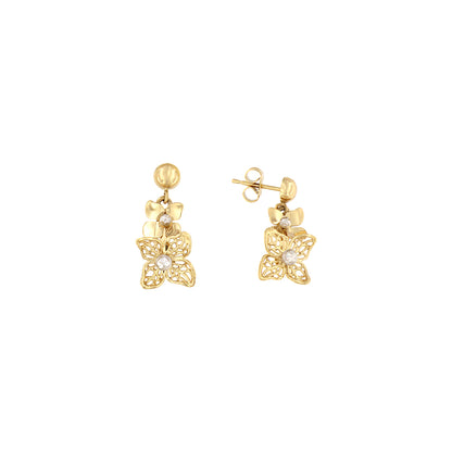 18ct gold Flowers drop earrings