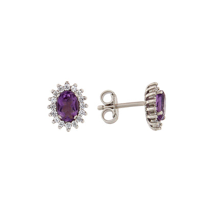 18ct gold Purple stone earrings