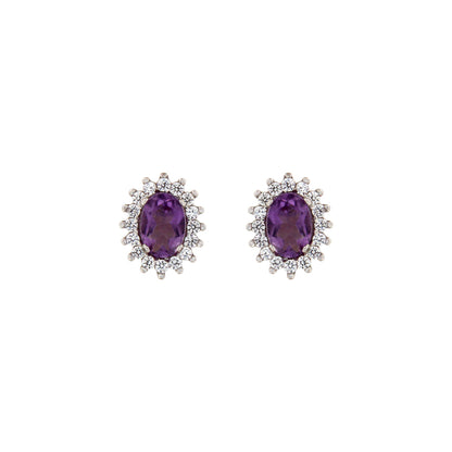 18ct gold Purple stone earrings