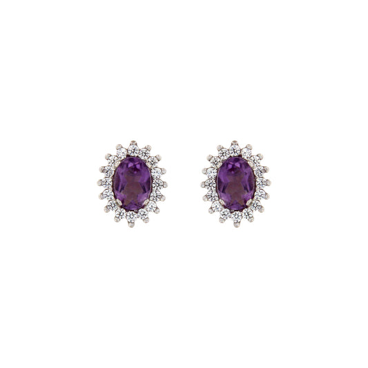 18ct gold Purple stone earrings