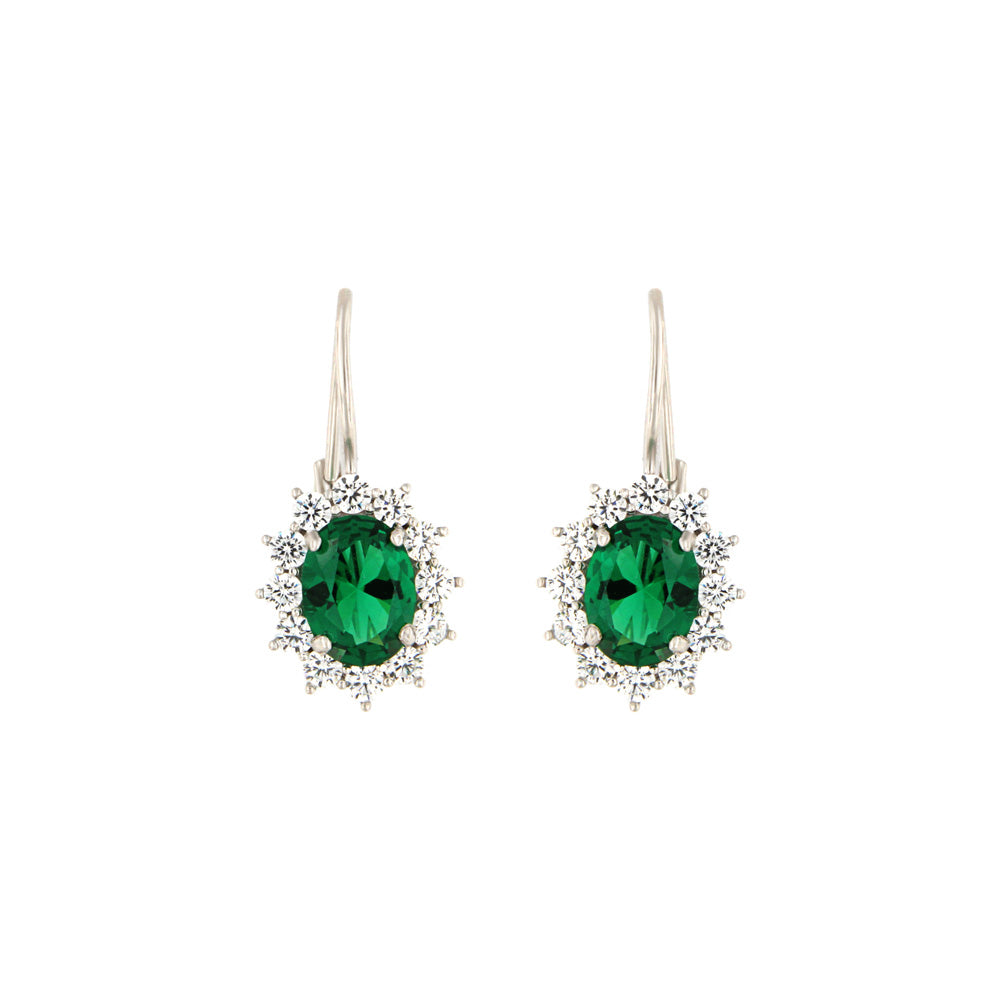 18ct gold White green stone earrings