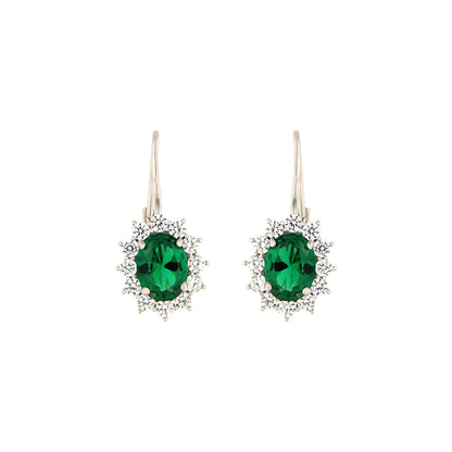 18ct gold White green stone earrings