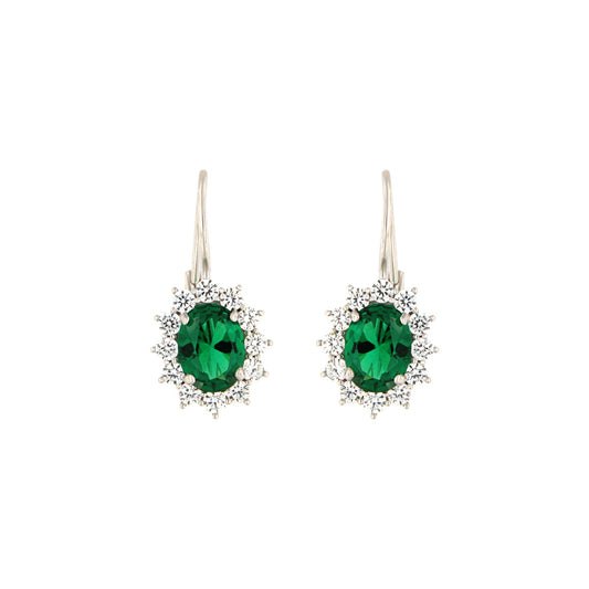 18ct gold White green stone earrings