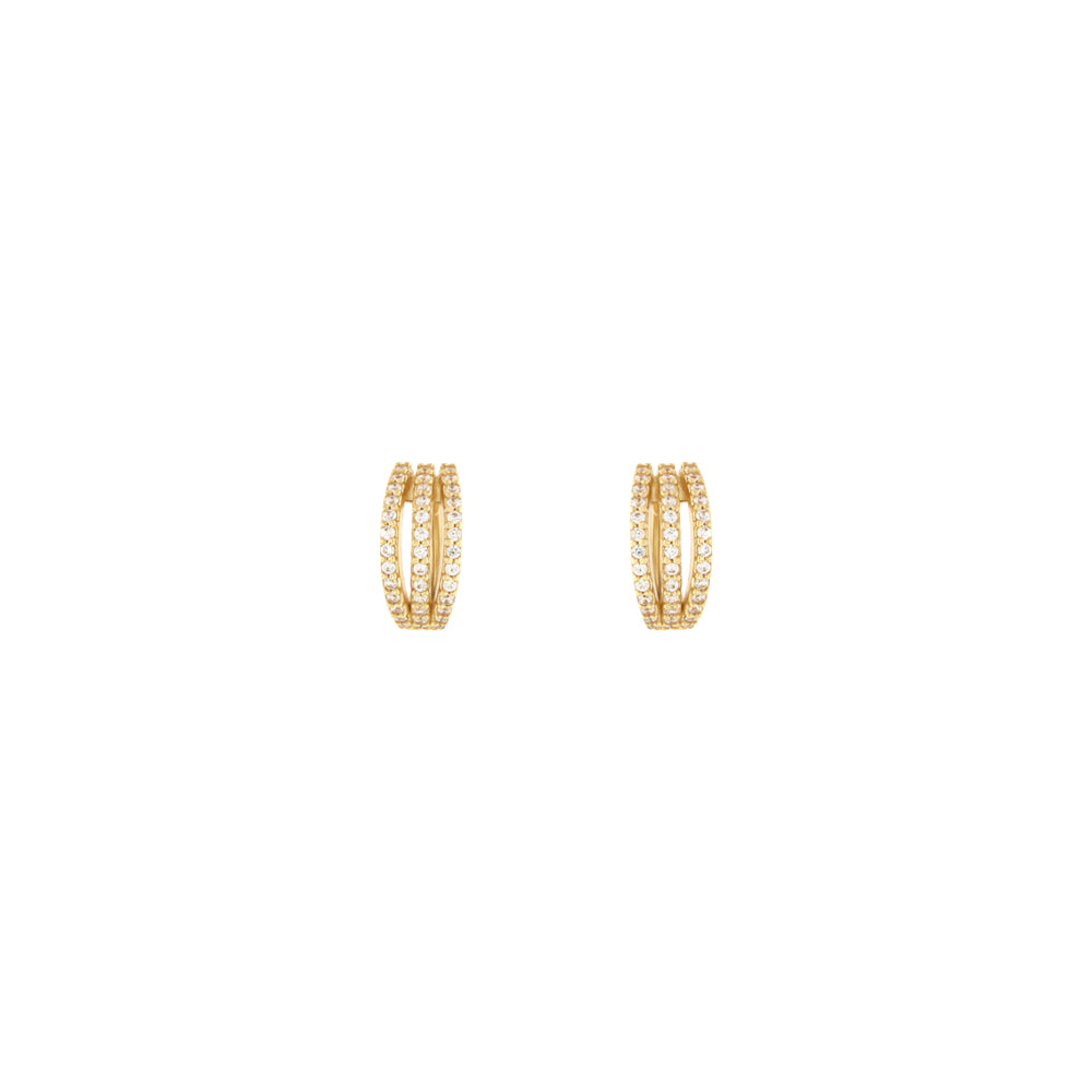 18ct gold Triple hoop earrings withe stones