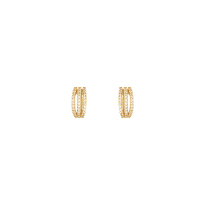 18ct gold Triple hoop earrings withe stones