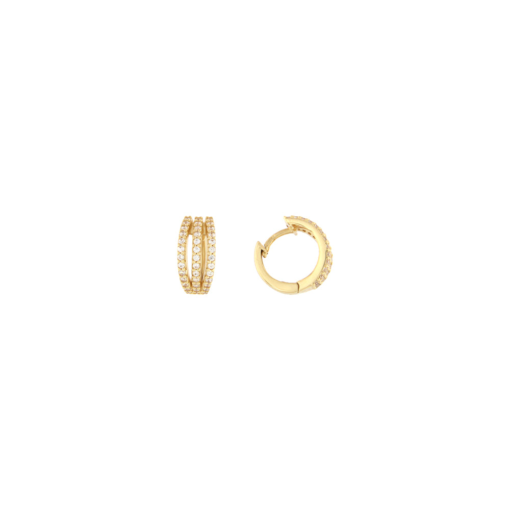 18ct gold Triple hoop earrings withe stones