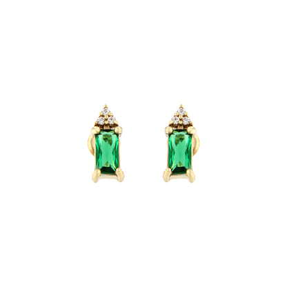 18ct gold Green stone earrings