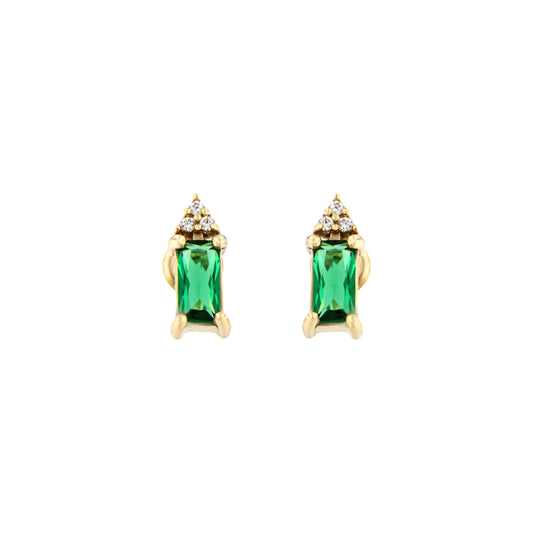 18ct gold Green stone earrings