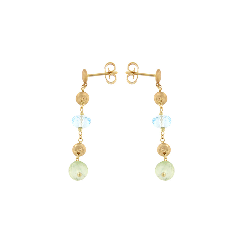 18ct gold Long drop stone earrings