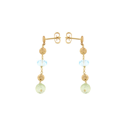 18ct gold Long drop stone earrings