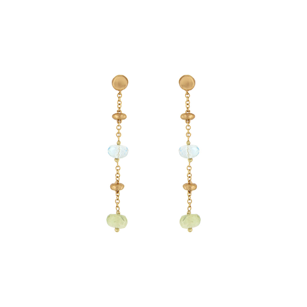 18ct gold Long drop stone earrings