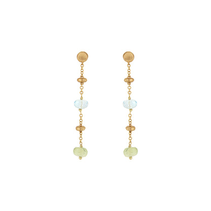 18ct gold Long drop stone earrings