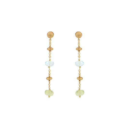 18ct gold Long drop stone earrings