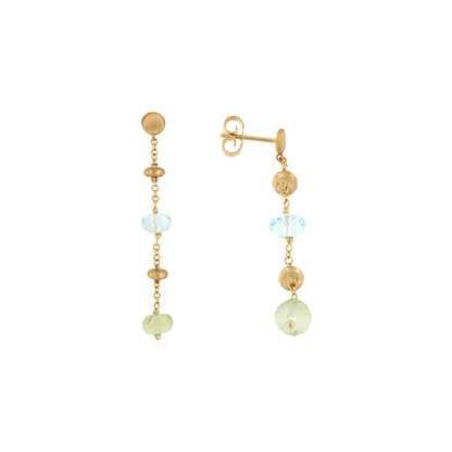 18ct gold Long drop stone earrings