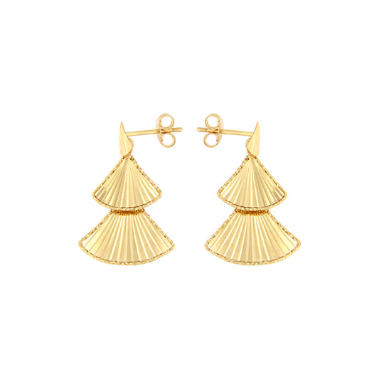 18ct gold Triple fan earrings