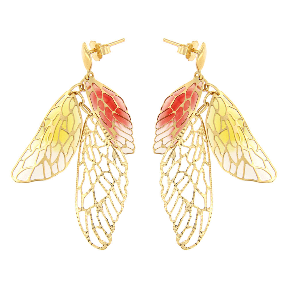 18ct gold Enamel butterfly wings earrings