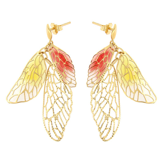 18ct gold Enamel butterfly wings earrings