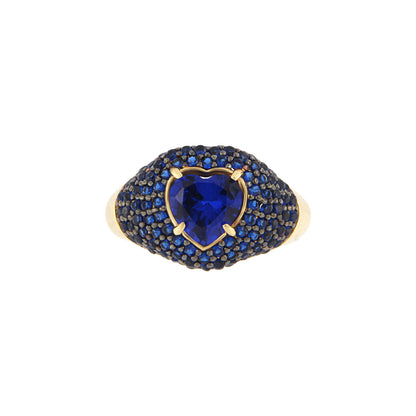 18ct gold Blue stone heart ring