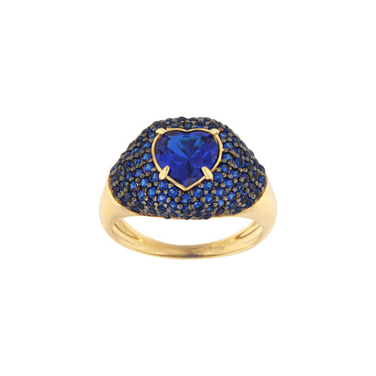 18ct gold Blue stone heart ring