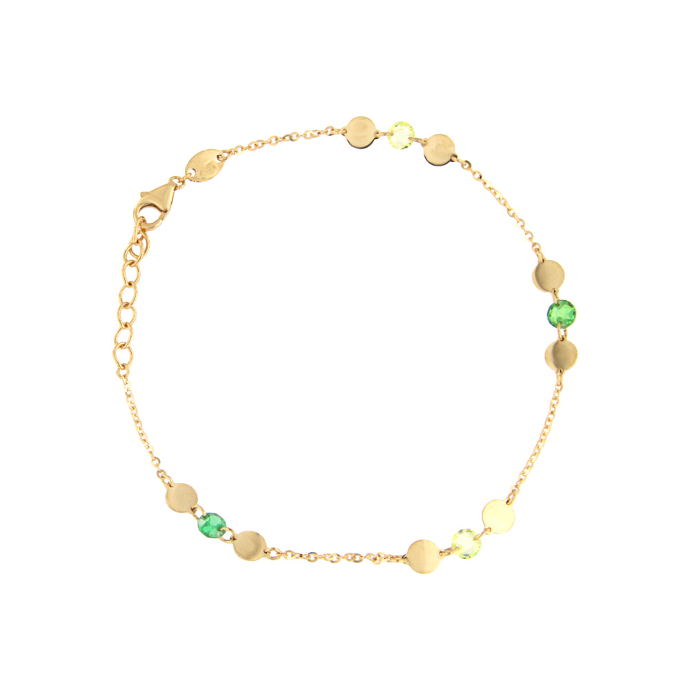 18ct gold Green stone bracelet