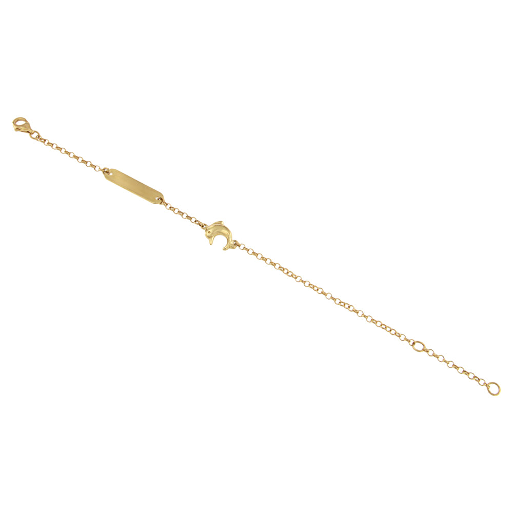 18ct gold Baby bracelet with plate and dolphin