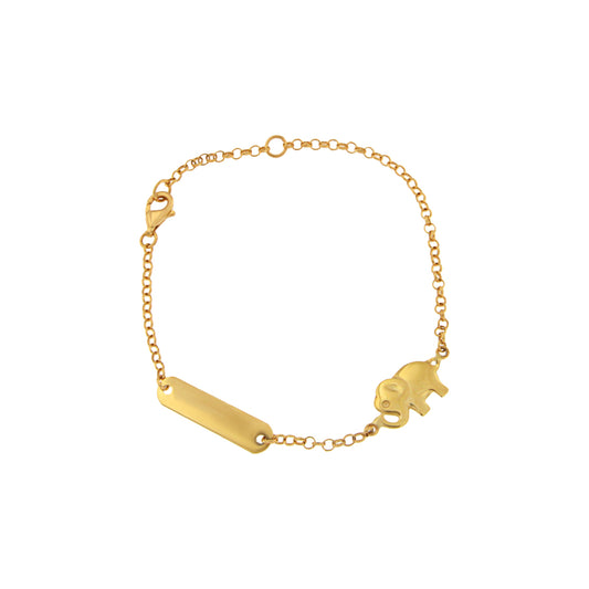 18ct gold Baby bracelet with plate and elephant