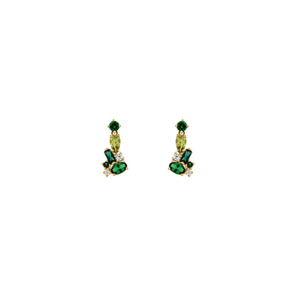 18ct gold Green stone stud earrings