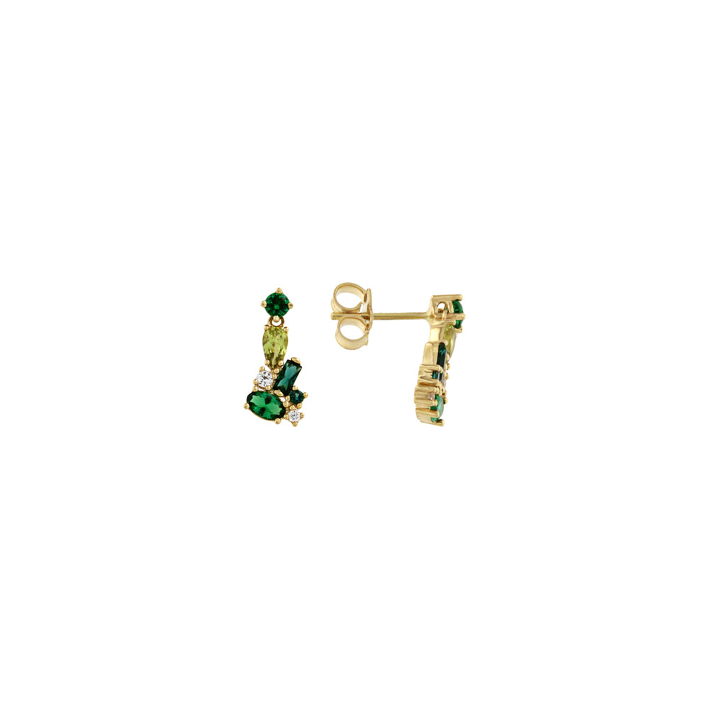 18ct gold Green stone stud earrings