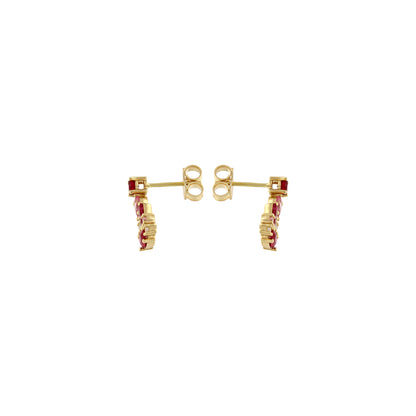 18ct gold Red stone stud earrings