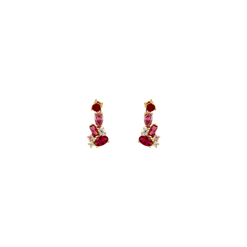 18ct gold Red stone stud earrings