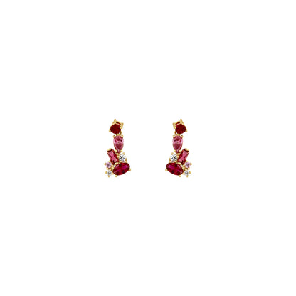 18ct gold Red stone stud earrings