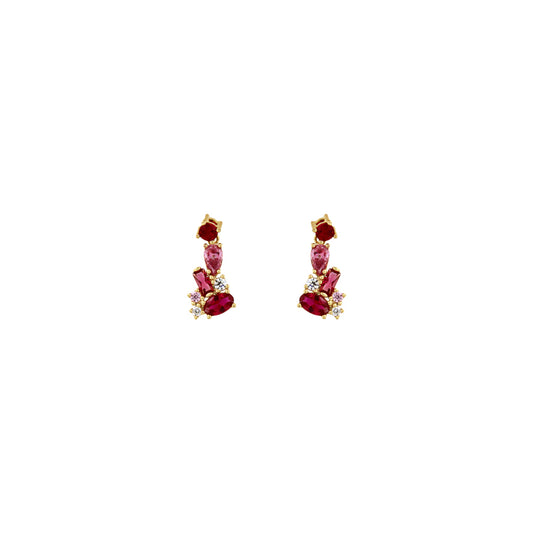 18ct gold Red stone stud earrings