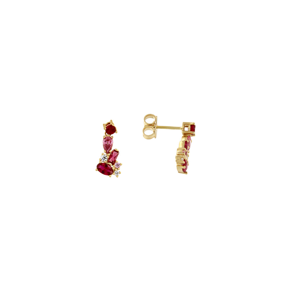 18ct gold Red stone stud earrings