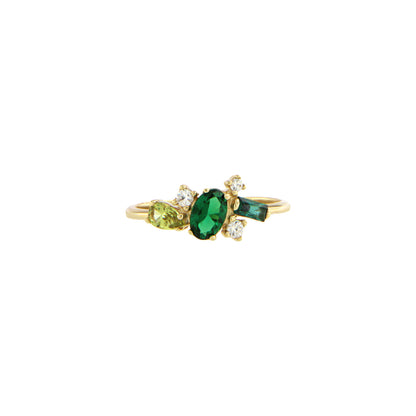 18ct gold Green stone ring