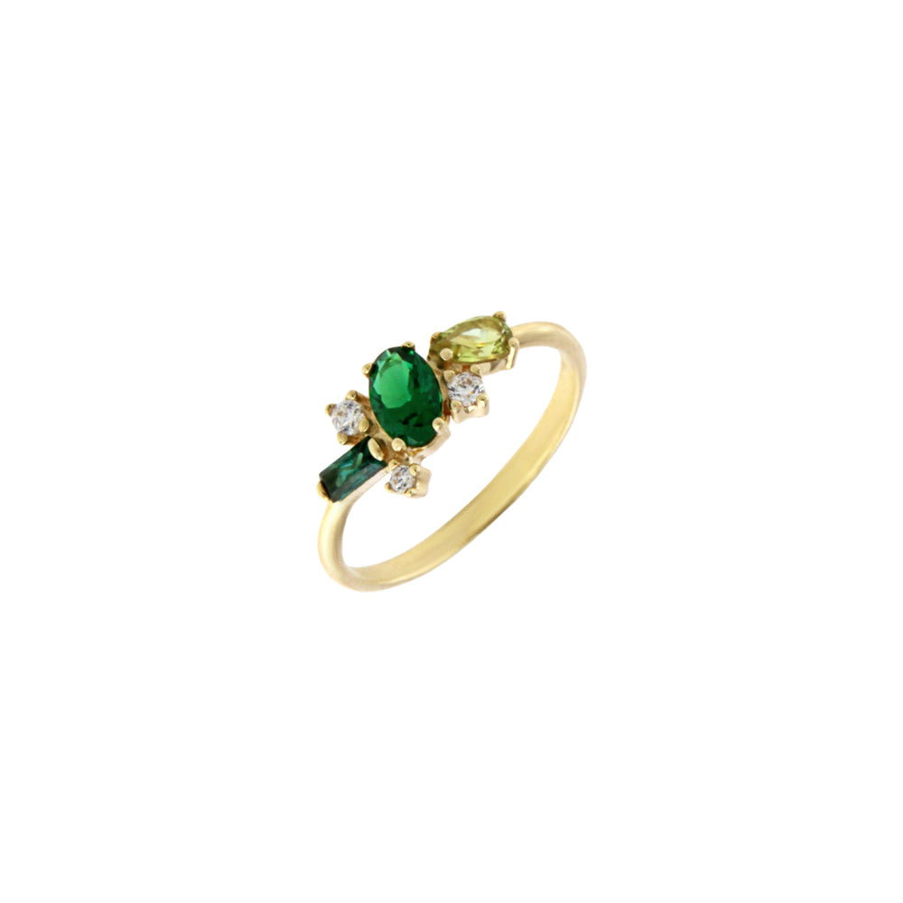 18ct gold Green stone ring