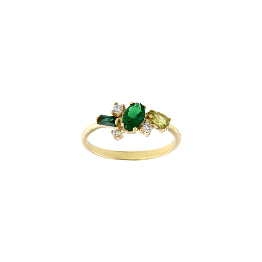 18ct gold Green stone ring