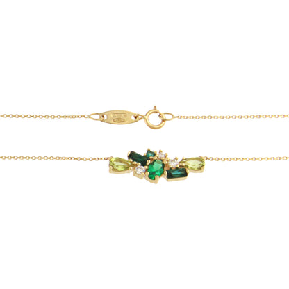 18ct gold Green chain and pendant set