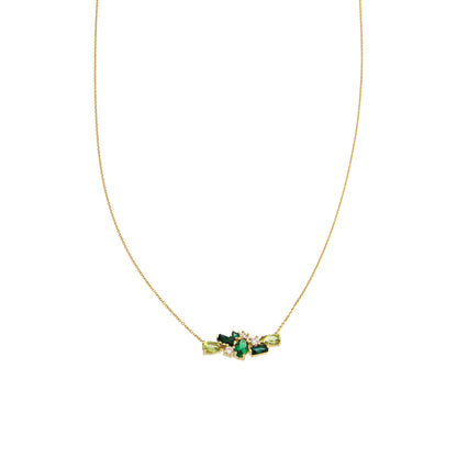 18ct gold Green chain and pendant set