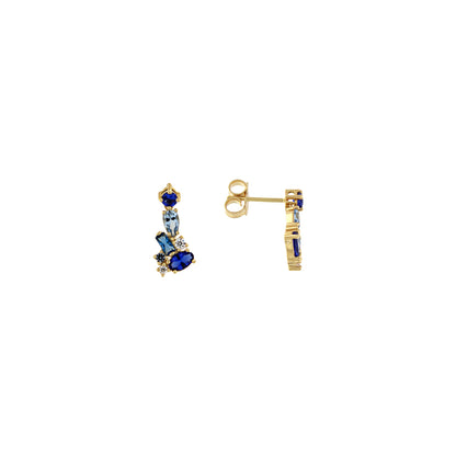 18ct gold Blue stone stud earrings